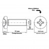 Parafuso Maquina Panela Bicromatizado Phillips M3 x 12MM Din 7985 (Din en Iso 7045)